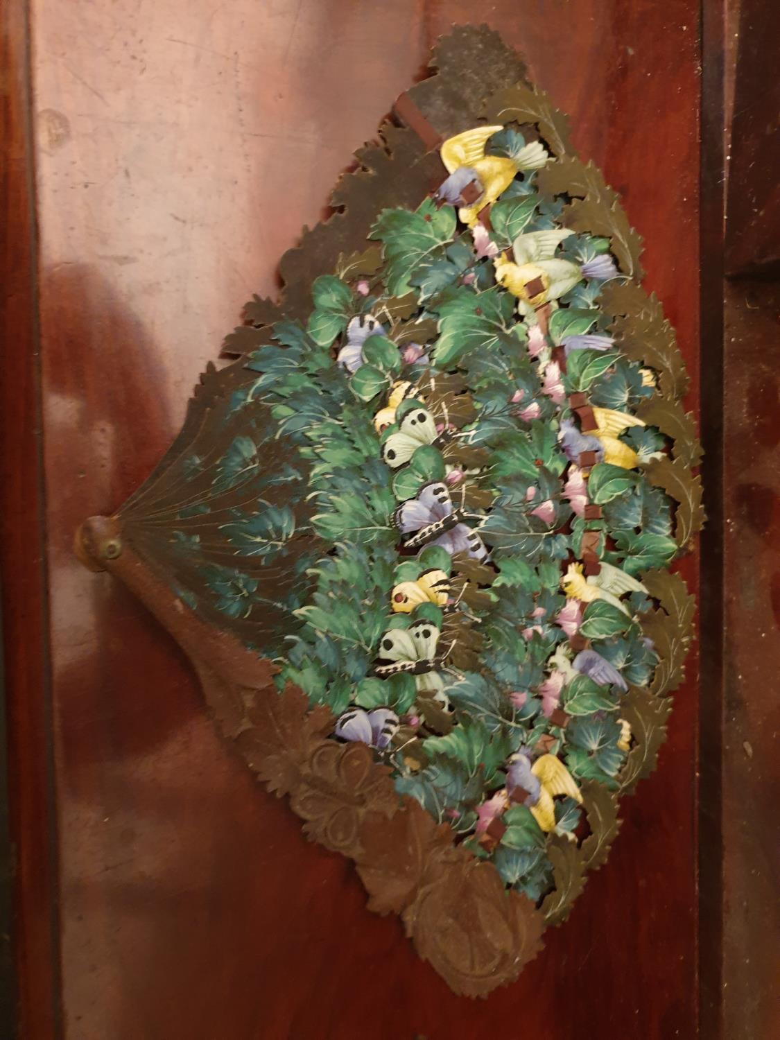 A very unusual Timber hand painted Fan along with a 19th Century beadwork panel. - Image 3 of 3