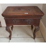 A 19th Century Kashmir Work Table with carved lid. Made by Habib Joo & Sons, Salagasgar, Kashmir,