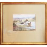 Pintail on the Estuary by Val Bennett. Signed LR.