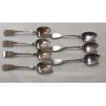 A set of Irish Serving Spoons, various dates and makers. 1824 & 1814 M West, 1822 & 1821 Mooney.