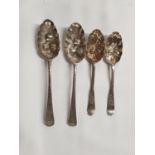 Two 18th Century London silver Berry Spoons Stephen Adams I 1780, along with two more possibly
