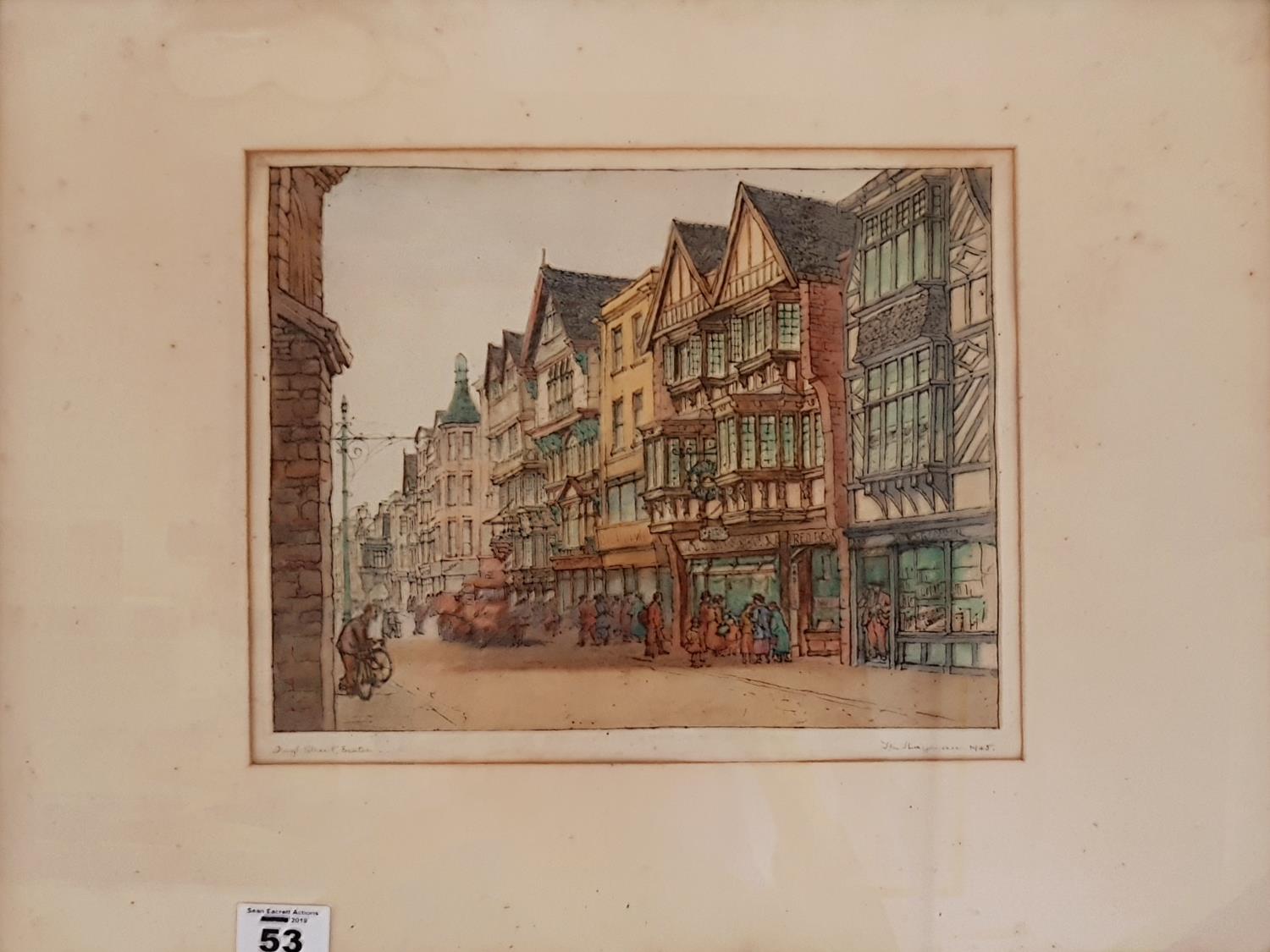 A 19th Century hand coloured Engraving of Exeter. 28cm.