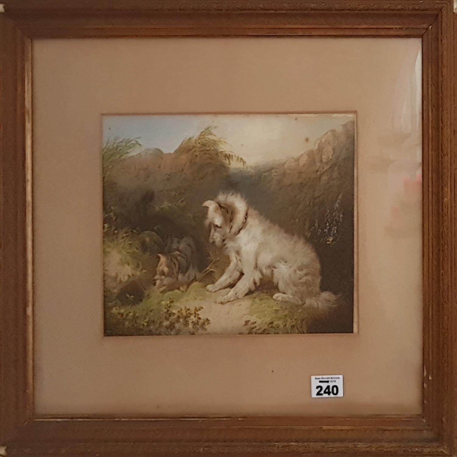 A 19th Century Watercolour of dogs ratting after George Armfield.