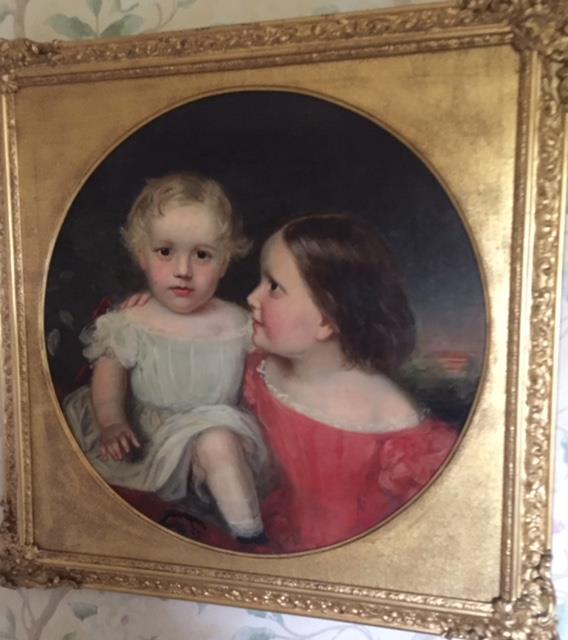 Thomas Walley 1817-1878. A pair of Oil on Canvas of Childrens double Portraits. Circular. 61cm.