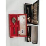 Three cased silver Spoons.