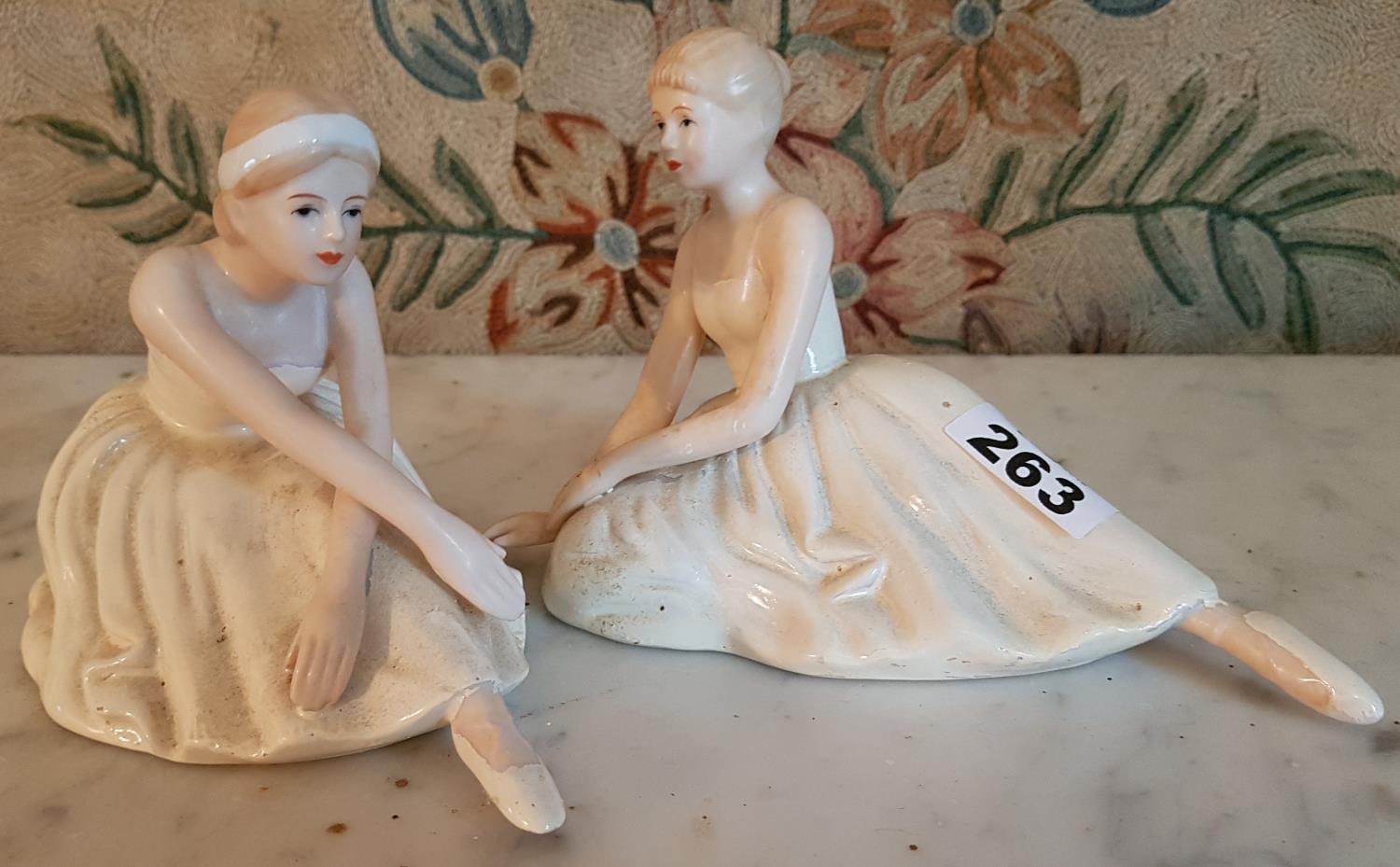 Two German Pottery Figures of Ballerinas.