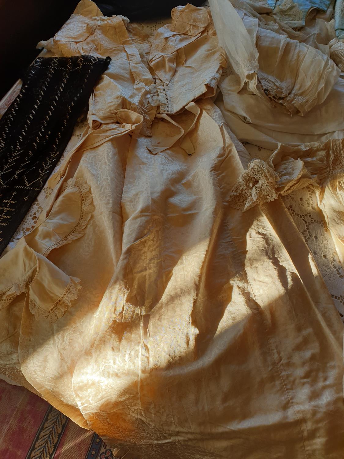 A 19th Century Taffeta Outfit with a bodice top.