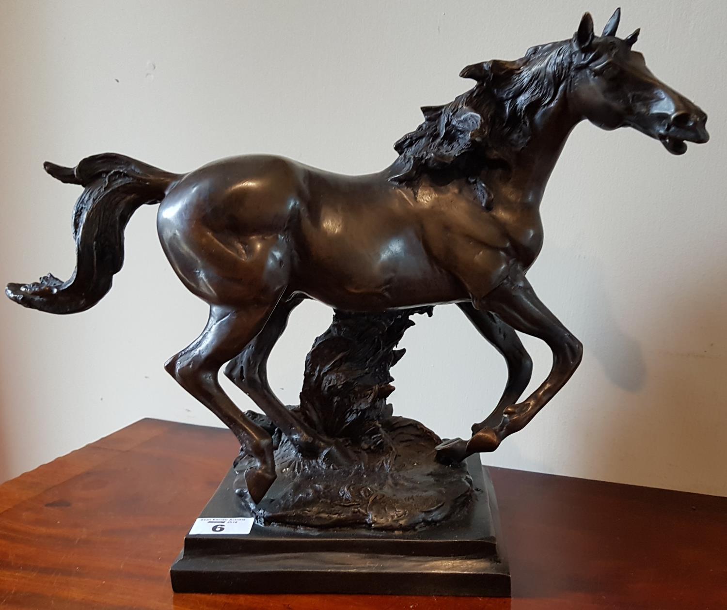 A good Bronze Sculpture of a Horse. Makers name indistinct. 31 x 40cm.