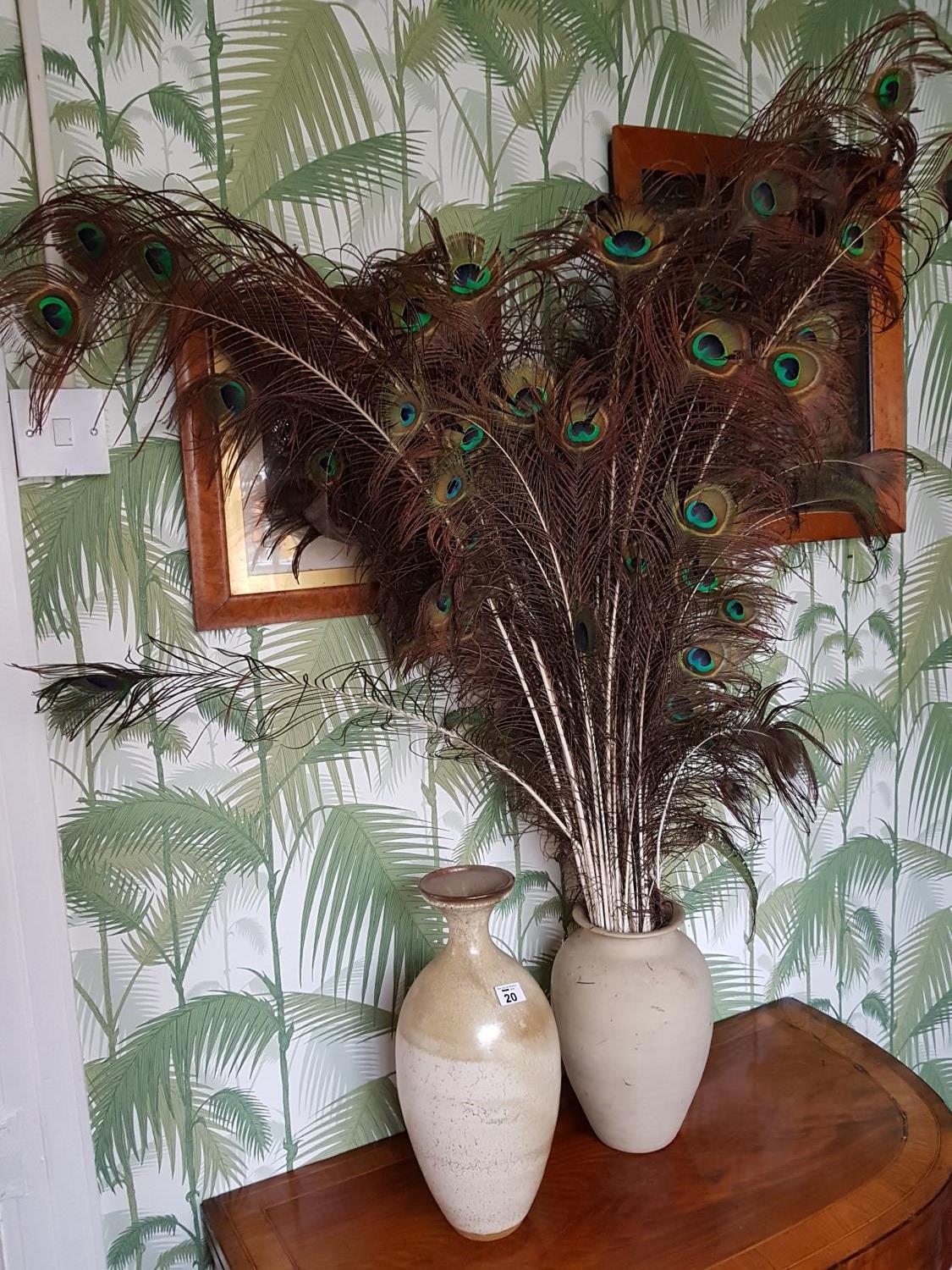 Two Stoneware Vases. large 40cm, small 30cm.