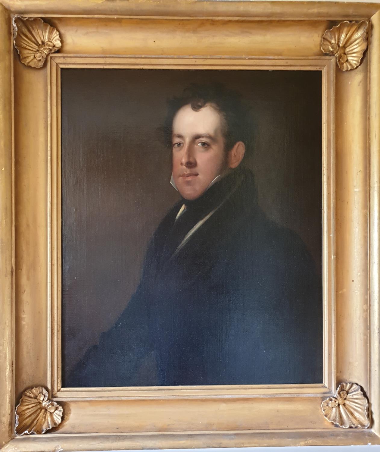19th Century Irish School. An Oil on Canvas of a Bust Portrait of a Young Gentleman in a fine period