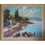 A 20th Century Italian coastal scene. 50cm.