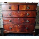 A Georgian Mahogany bow front Chest of Drawers. 104 x 49 x 101cm.