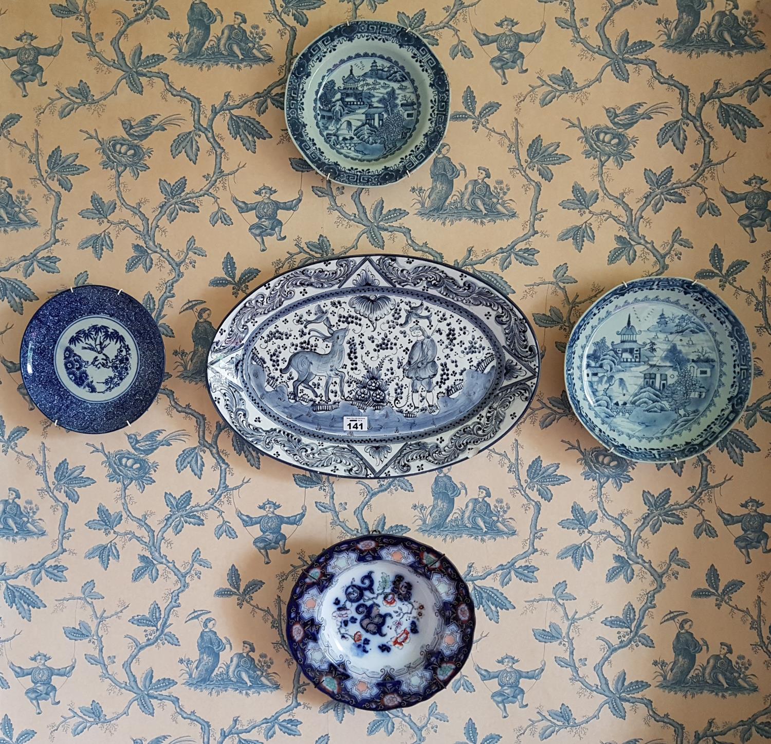 A group of Oriental and other Plates on wall. - Image 2 of 6