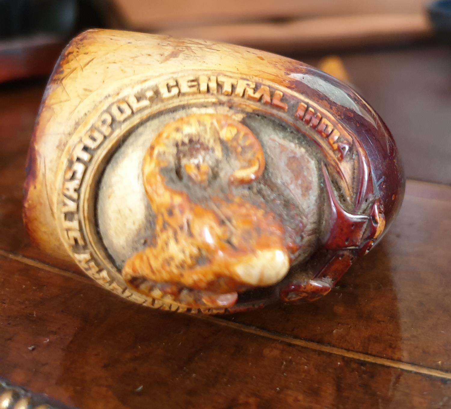 A 19th Century Meerschaum Pipe with a ram carved to the fore and the engraving Alma, Inkerman, - Image 2 of 7