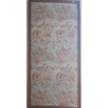 A Silk style Panel of Oriental Birds in a pine frame. 72 x 163cm.
