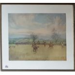 A Coloured Hunting Print after Lionel Edwards. Signed in margin. Along with another.