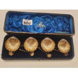 A set of Chester silver Salts with Spoons. Retailed by Moore & Co Grafton st Dublin.