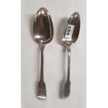 A pair of Irish silver Serving Spoons, 1828 James Le Bass.