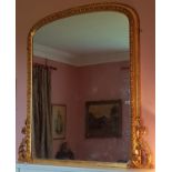 A Victorian Timber and Plaster Gilt Overmantel Mirror with egg and dart moulding. Approx. L 130 x