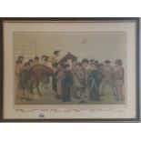 A 19th Century Coloured Print 'Newmarket 1885' after Brooks. With all people named below. 63cm.