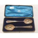 A lovely cased set of Edinburgh silver Berry spoons 1792. Retailed by West and Sons Dublin.