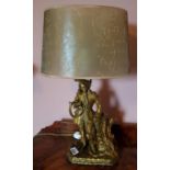 A good pair of late 19th Century White Metal Table Lamps depicting figures. H 49cm.