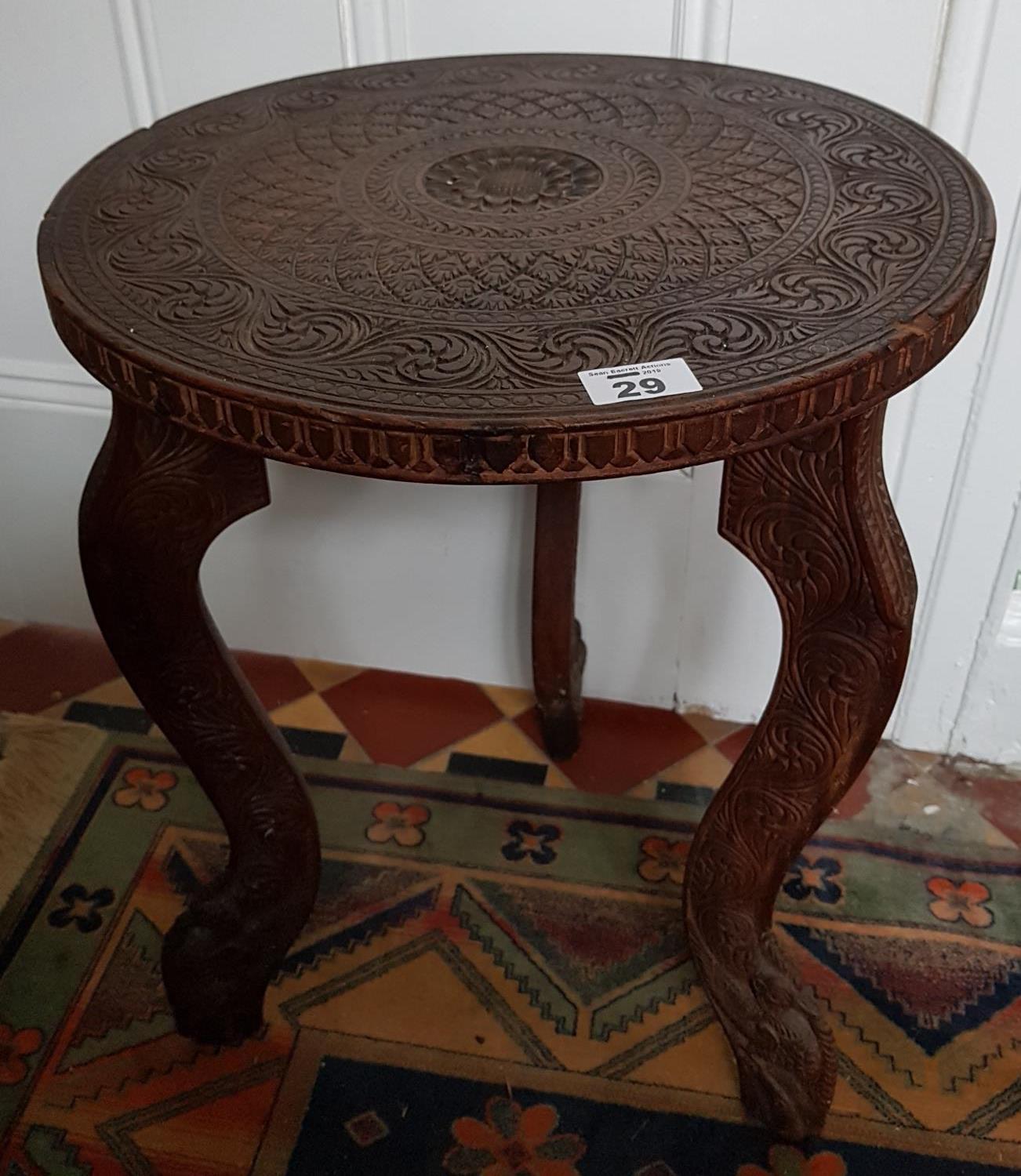 A small early 20th Century Indian Circular Table. 38cm diameter. - Image 2 of 3