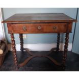 A 19th Century Walnut Lowboy with a single drawer frieze. 87cms w x 58 cms h x 77 cms.