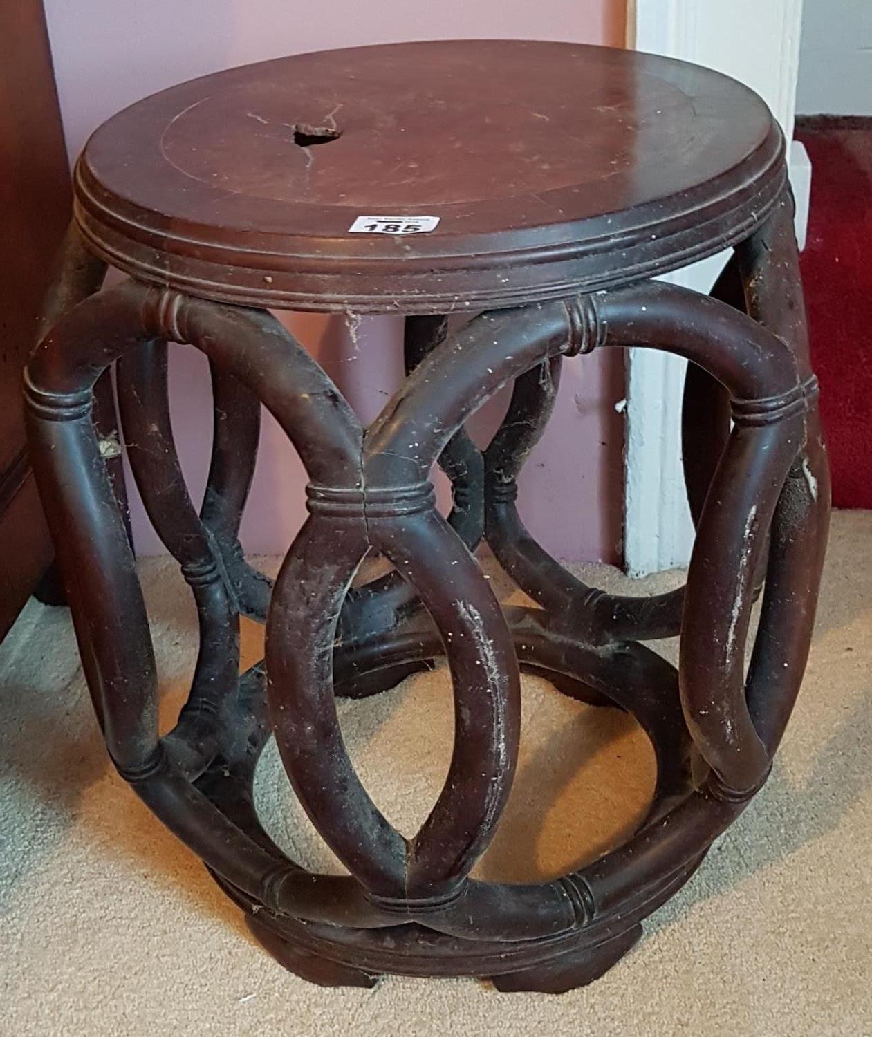 A really good 19th Century Oriental Hardwood Urn Table. (slight damage to top). H45 x 40cm diameter. - Image 2 of 2