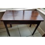 A Regency Mahogany Foldover Tea Table. 90 cms w x 44 cms d x 73 cms h.