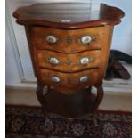 A 20th Century Walnut Commode/Side Cabinet with triple drawer front and Sevre style plaques. 127 x