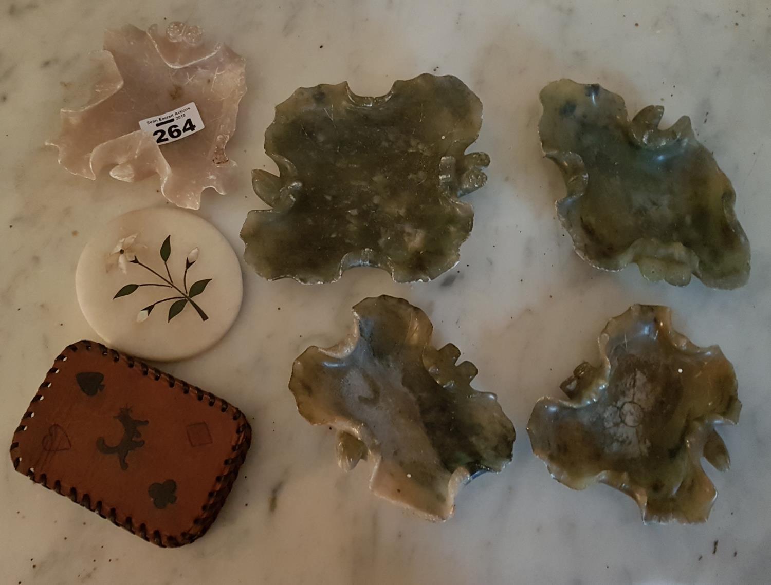 A group of Jade style Stone Ashtrays along with other items. - Image 2 of 2