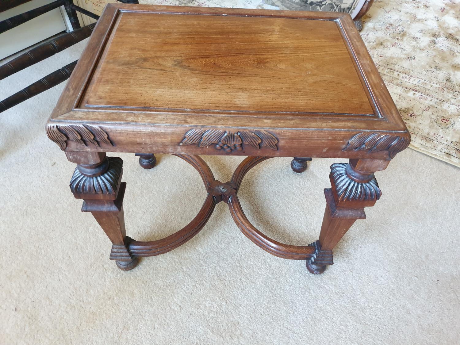 A 19th Century Oriental Hardwood Low Table. 89 x 117.