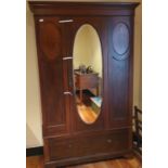 An Edwardian Mahogany Inlaid single door Wardrobe.