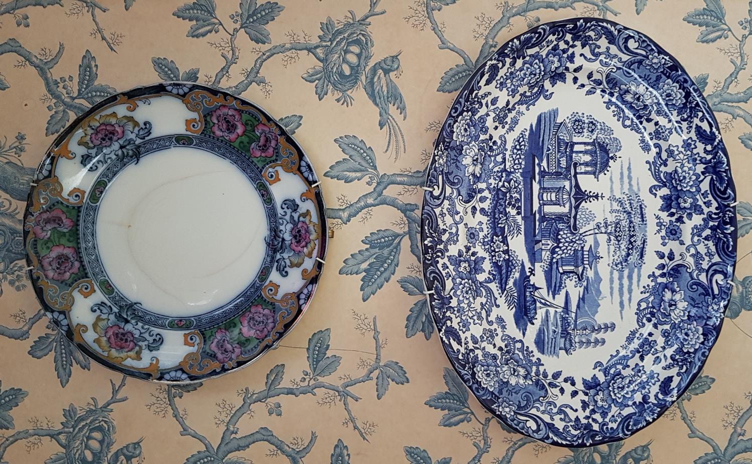 A group of Oriental and other Plates on wall. - Image 3 of 6
