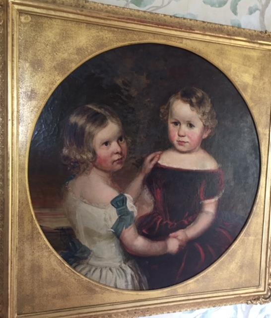 Thomas Walley 1817-1878. A pair of Oil on Canvas of Childrens double Portraits. Circular. 61cm. - Image 3 of 4