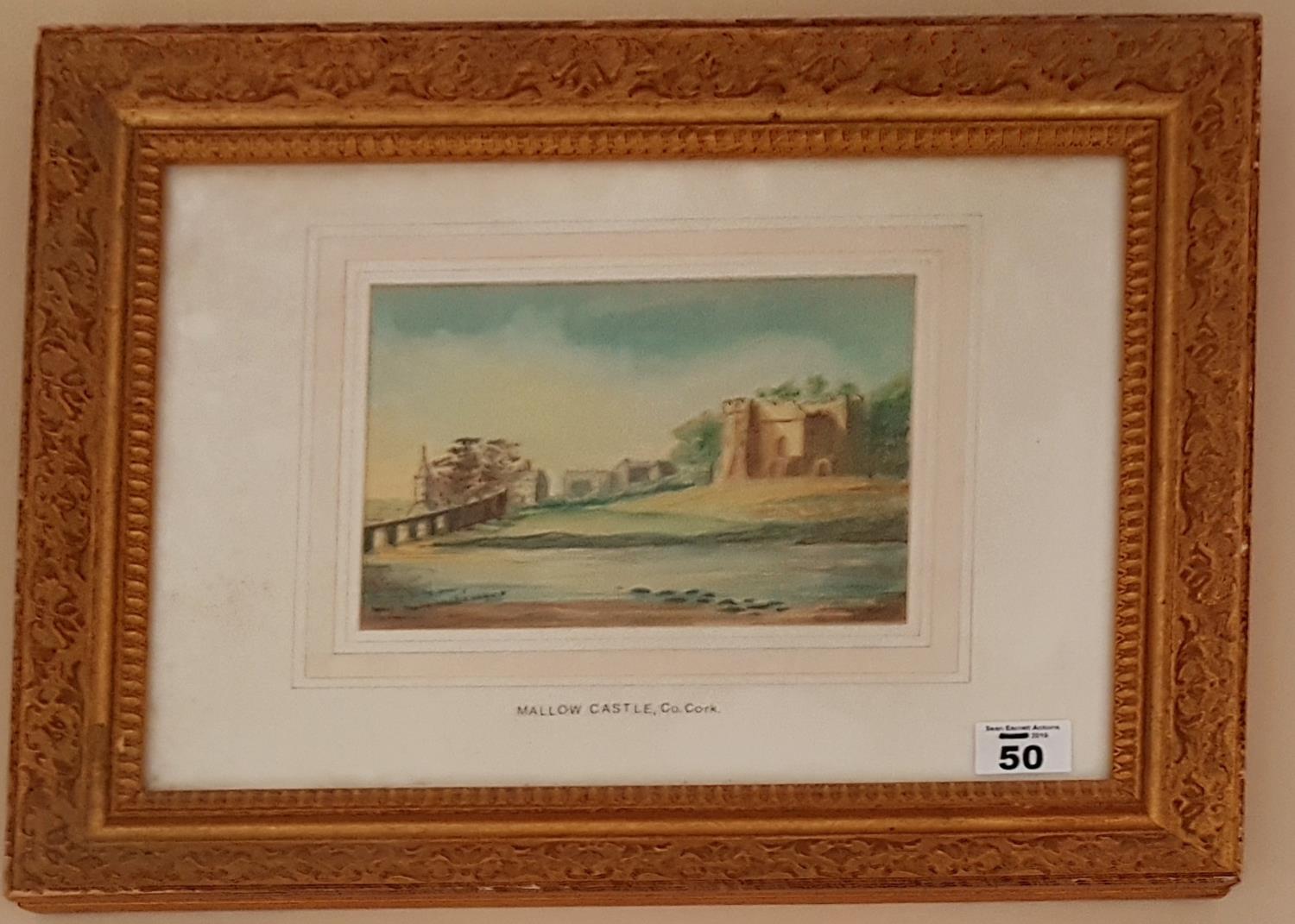A 19th Century Watercolour of Mallow Castle Cork. Monogrammed R B W or R A W. LR. - Image 2 of 2