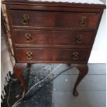 A pair of 19th Century Mahogany Night Tables with three drawers. 40 x 36 x 74cm.