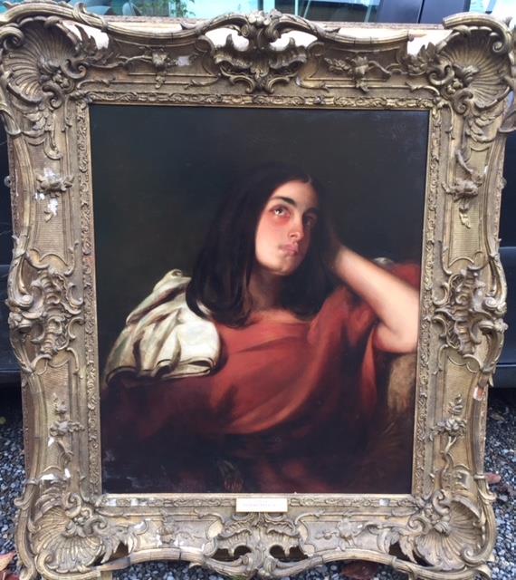 Richard Buckner 1812-1883. An Oil on Canvas 'A Reverie' in a fine period swept frame. 76 x 63.5cm.