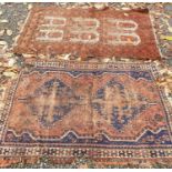 Three distressed 19th Century Iranian Rugs. 152 x 105, 138 x 119, 169 x 104cm.