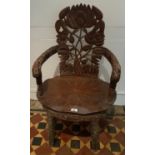 A 19th Century highly carved Kashmir Chair.