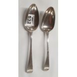 A pair of bright cut Silver Spoons. London 1792. George Collins.