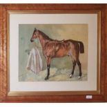 A late 19th Century Watercolour of a Horse in a stable by A A Partridge. Signed and dated LL 1875.