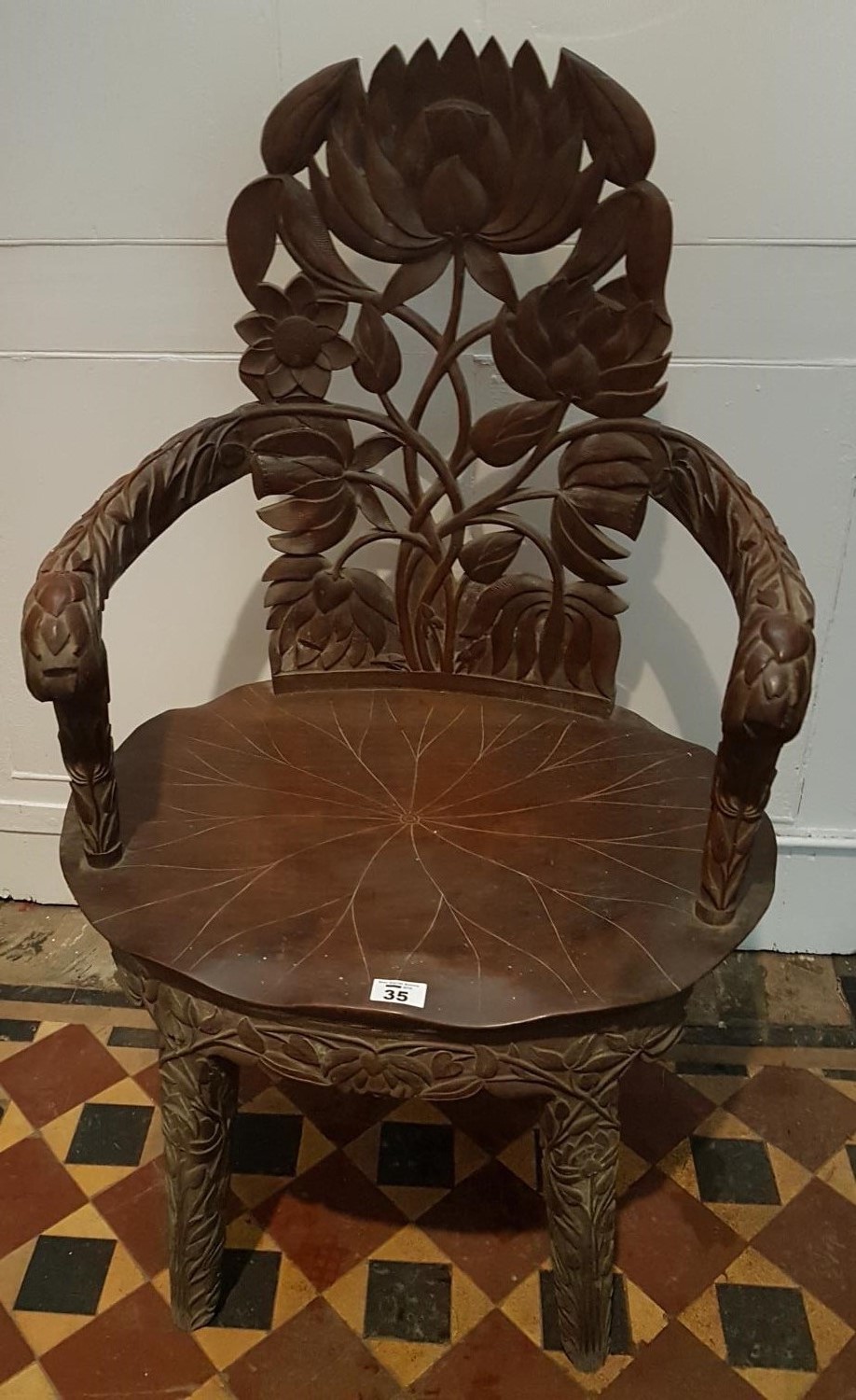 A 19th Century highly carved Kashmir Chair. - Image 2 of 3