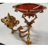 A 19th Century Ormolu Urn Stand with semi precious stone mounts along with another piece.