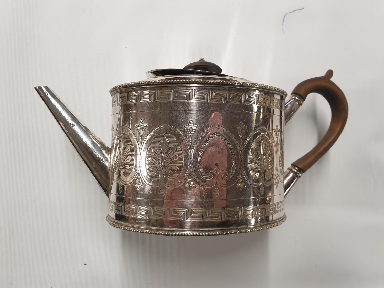 A lovely 19th Century silver plated Tea set with greek key design by Waterhouse Dublin. - Image 2 of 5