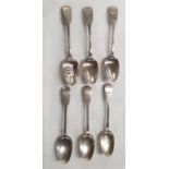 A set of six Silver Dessert Spoons. Mary Chauner 1835. 14oz.