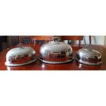 Three Silver Plated Meat Domes.