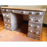 A 19th Century Pine Pedestal Desk. 122 cms x 77 cms 74 cms.