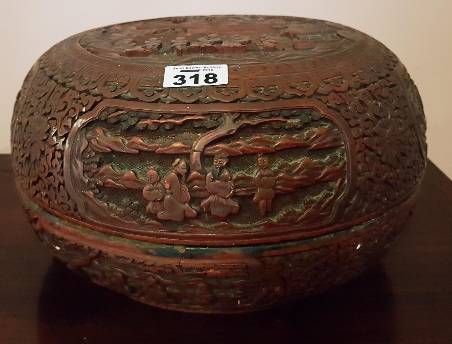 A fantastic 19th Century Chinese Sewing Box with highly inlaid exterior. approx 30 cms diam. - Image 2 of 2